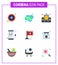 CORONAVIRUS 9 Flat Color Icon set on the theme of Corona epidemic contains icons such as flag, online, building, mobile,