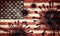 Coronavirus against the USA grunge flag. Virus causing epidemic in the United States