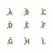 Coronavirus alphabet set. abcdefghi letters. Stay Home. Quarantine. Lettering type characters showing virus protection.