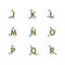 Coronavirus alphabet set. jklmnopqr letters. Stay Home. Quarantine. Lettering type characters showing virus protection.