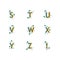 Coronavirus alphabet set. stuvwxyz letters. Stay Home. Quarantine. Lettering type characters showing virus protection.