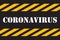 Coronavirus Attention or Warning sign in orange stripped rounded line frame and black inside