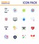 Coronavirus awareness icons. 16 Flat Color icon Corona Virus Flu Related such as drip, food, covid, apple, patogen