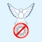 Coronavirus Bacteria Cell Icon. Dove Of Peace. No Infection and Stop Coronavirus Concepts
