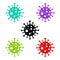 Coronavirus bacteria cells icons vector