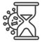 Coronavirus bacteria and hourglass line icon. Rapid spread of virus outline style pictogram on white background. No time