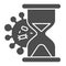 Coronavirus bacteria and hourglass solid icon. Rapid spread of virus glyph style pictogram on white background. No time