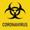 Coronavirus biohazard warning Poster. Vector template for posters, banners, advertising. Danger of infection from coronavirus sign