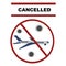 Coronavirus. Cancellation of flights due to coronavirus concept. Novel coronavirus 2019-nCoV,  red sign crossed out airplane vecor