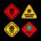 Coronavirus on car and home sticker Quarantine set. Virus 2019-nCoV on home. Pandemic. Global epidemic disease. Sign isolation