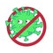 Coronavirus cartoon character vector illustration. Stop sign for corona virus