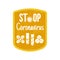 Coronavirus caution badge. Covid-2019 safety advice label - Stop Coronavirus. Stock