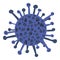Coronavirus cell in blue. Covid-19 virus. Virus pandemic alert. Wuhan virus symbol. Isolated vector illustration. Stop