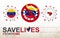 Coronavirus cell with Venezuela flag and map. Stop COVID-19 sign, slogan save lives stay home with flag of Venezuela