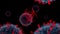 Coronavirus cell virtual model on black background
