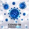 Coronavirus cells blue bacterial on a white medical background