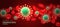 Coronavirus cells mixed with blood concept banner