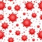 Coronavirus cells seamless pattern background, covid-19 pandemic. Vector illustration