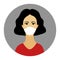 Coronavirus in China 2019-nCoV, woman in white medical face mask. Concept of coronavirus quarantine. Vector illustration. Brunet