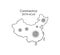 Coronavirus, China map. Outline. Vector illustration, flat design