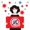 Coronavirus in China. Novel coronavirus 2019-nCoV . Woman in white medical face mask with a stop sign. Concept of