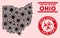 Coronavirus Collage Ohio State Map with Textured Biohazard Watermarks