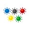 Coronavirus concept - competition cancellation. Five colored viruses, arranged like international sport symbol