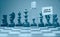 Coronavirus concept image chess pieces and hand sanitizer on chessboard