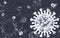 Coronavirus conceptual illustration - fake view of the virus under microscope