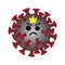 Coronavirus. Coronavirus angry cartoon character with crown. Illustration of 2019-ncov isolated on white background