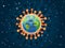 Coronavirus Covid-19. concept Behind the world That has a virus spreading. Vector clipart illustration