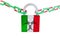 Coronavirus covid-19 covid-2019 padlock chain italy italian flag - 3d rendering
