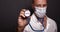 Coronavirus Covid 19. Doctor with stethoscope wearing protection face mask against coronavirus.