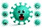 Coronavirus covid-19 emoji vector set. Green covid-19 corona virus smileys emoji and emoticon.