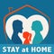 Coronavirus Covid-19 infection prevention. Families staying at home. Stay at home awareness campaign. Quarantine. Solidarity