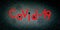 Coronavirus Covid-19 pandemic epidemic. Virus molecules and red inscription English text on black abstract background, danger of