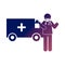 Coronavirus covid 19, physician professional and ambulance transport, health , gradient style icon