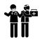 Coronavirus covid 19, physicians occupation medical kit first aid, health , silhouette style icon