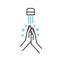 Coronavirus covid-19 prevention hand washing illustration. Vector thin line icon with hands sanitizing with water and soap. Simple