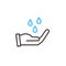 Coronavirus covid-19 prevention hand washing illustration. Vector thin line icon with hands sanitizing with water and soap. Simple