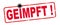 CORONAVIRUS COVID-19: Roter Stempel mit dem Wort: GEIMPFT und Virus Symbol, isoliert auf weiÃŸem Hintergrund