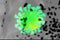 Coronavirus COVID-19 under the microscope, virus floating in a cellular environment , coronaviruses influenza background, viral di