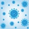 Coronavirus covid-19 vector background. Corona virus infection covid-19 cells on a blue background.