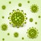Coronavirus covid-19 vector background. Corona virus infection covid-19 cells on a green camel background.
