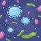 Coronavirus covid 19 and virus background with disease cells bacterias related design