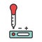 Coronavirus covid19 diagnostics research, thermometer testing temperature line and fill