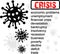 Coronavirus and crisis results, economic problem, stamp, word, inscription