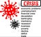 Coronavirus and crisis results, economic problem, stamp, word, inscription