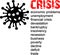 Coronavirus and crisis results, economic problem, stamp, word, inscription