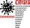 Coronavirus and crisis results, economic problem, stamp, word, inscription